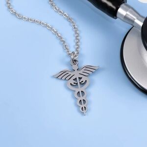 Frontline Boutique Stainless Steel Caduceus Necklace NEW